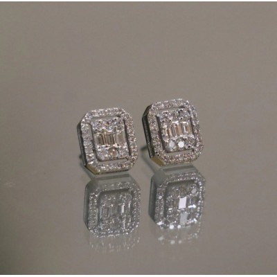 Square Cut Baguette Paved Earring